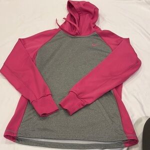 Nike Women's Pink and Gray Hoodie